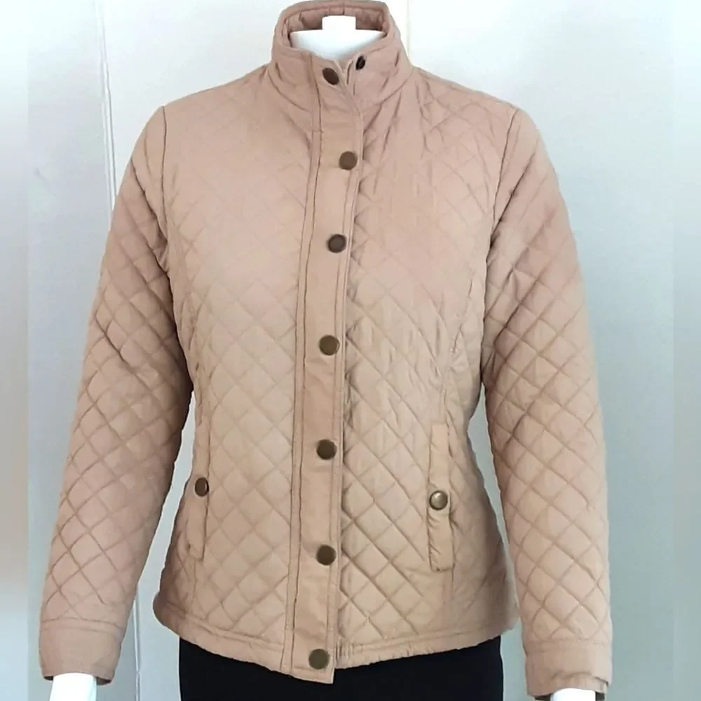 MISS ASHLEY by 26 International Beige Quilted Puffer Jacket Sz SP - Picture 2 of 11